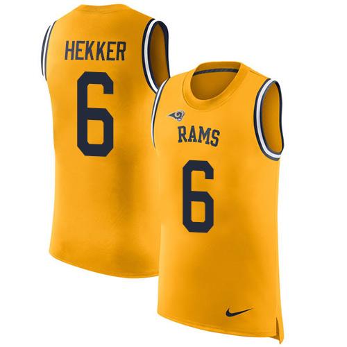 Nike Rams #6 Johnny Hekker Gold Men's Stitched NFL Limited Rush Tank Top Jersey - Click Image to Close